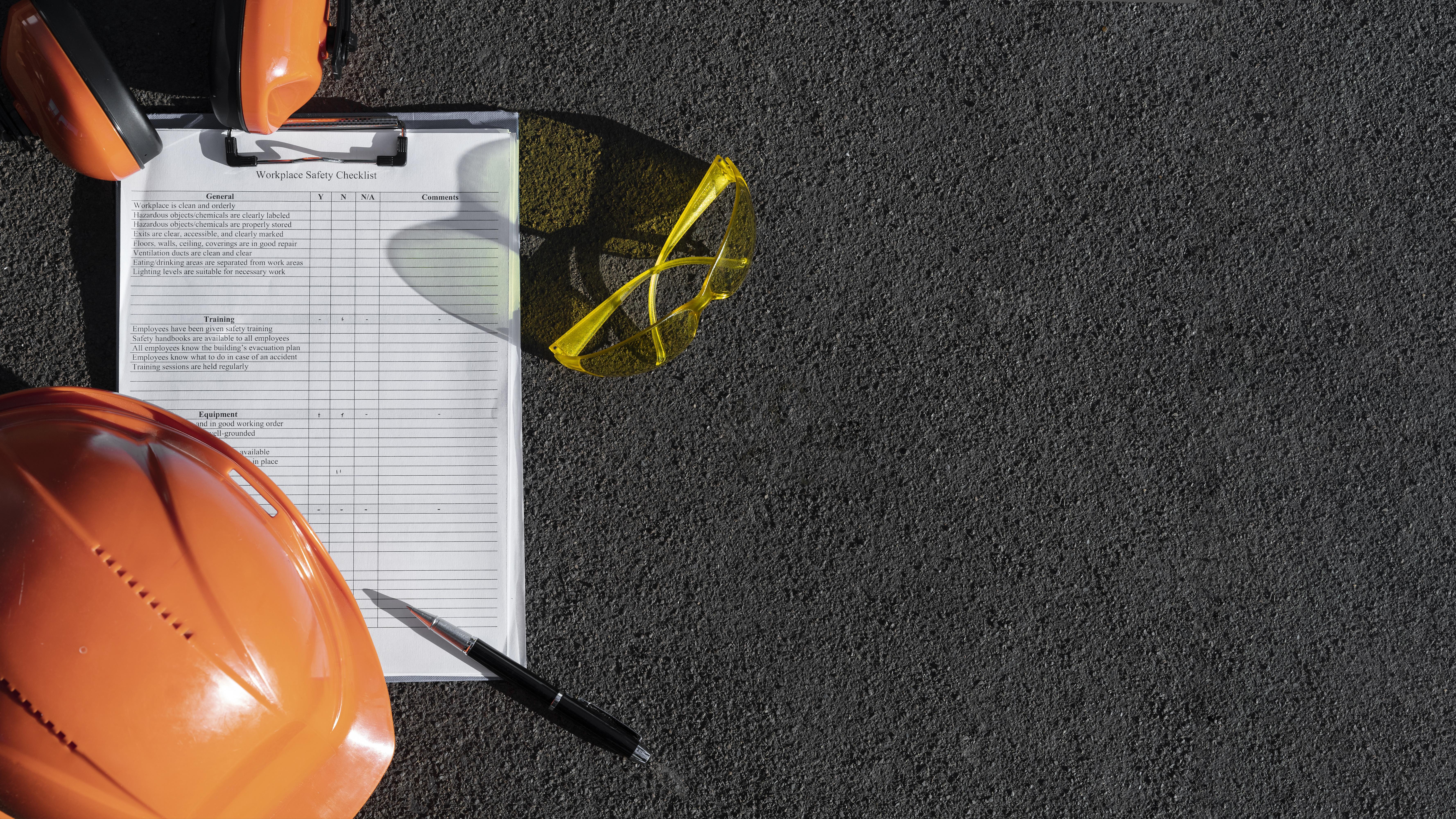  Flat lay arrangement with safety equipment