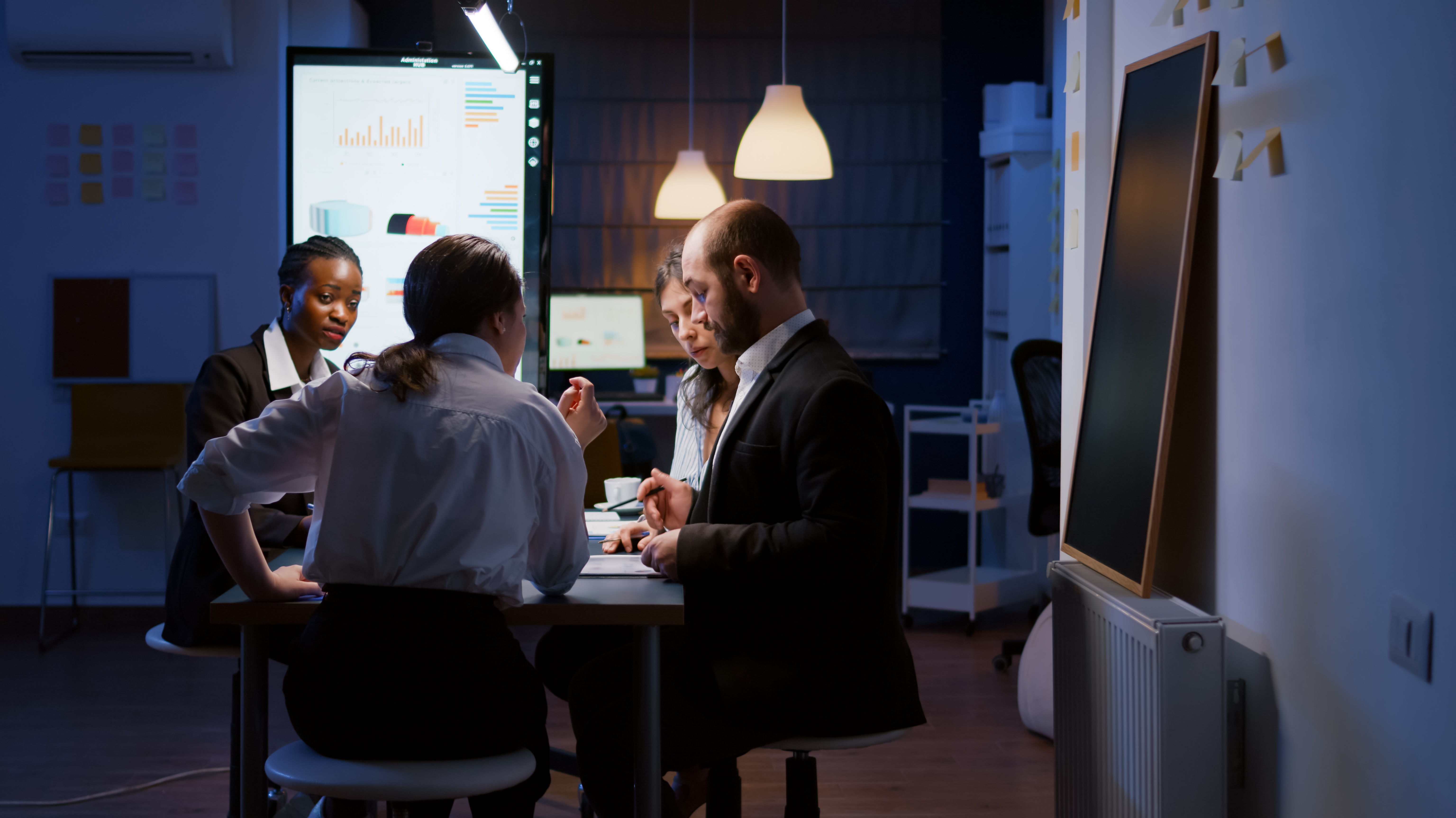 dark meeting room